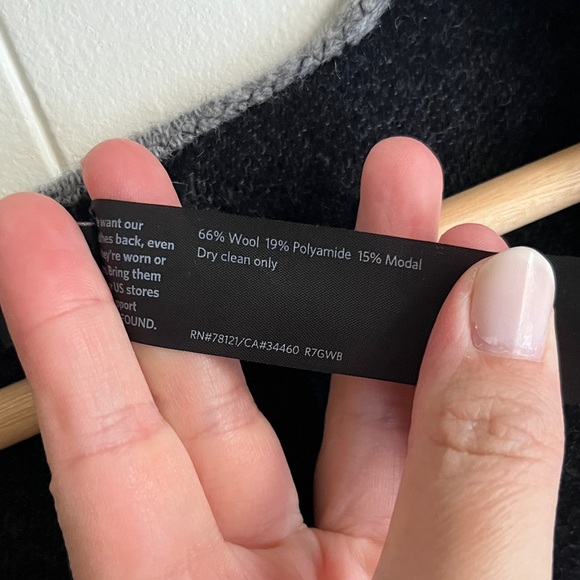 Eileen Fisher Black and Light Gray Wool Office Winter Poncho Wrap Kimono Shawl - Picture 7 of 15